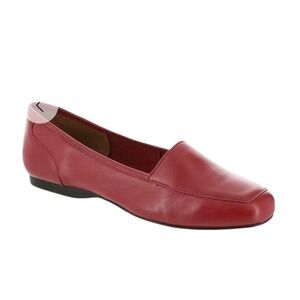 ARRAY Freedom Women 10.5W Chili Red Leather Square Toe Slip On Loafers Flats NIB